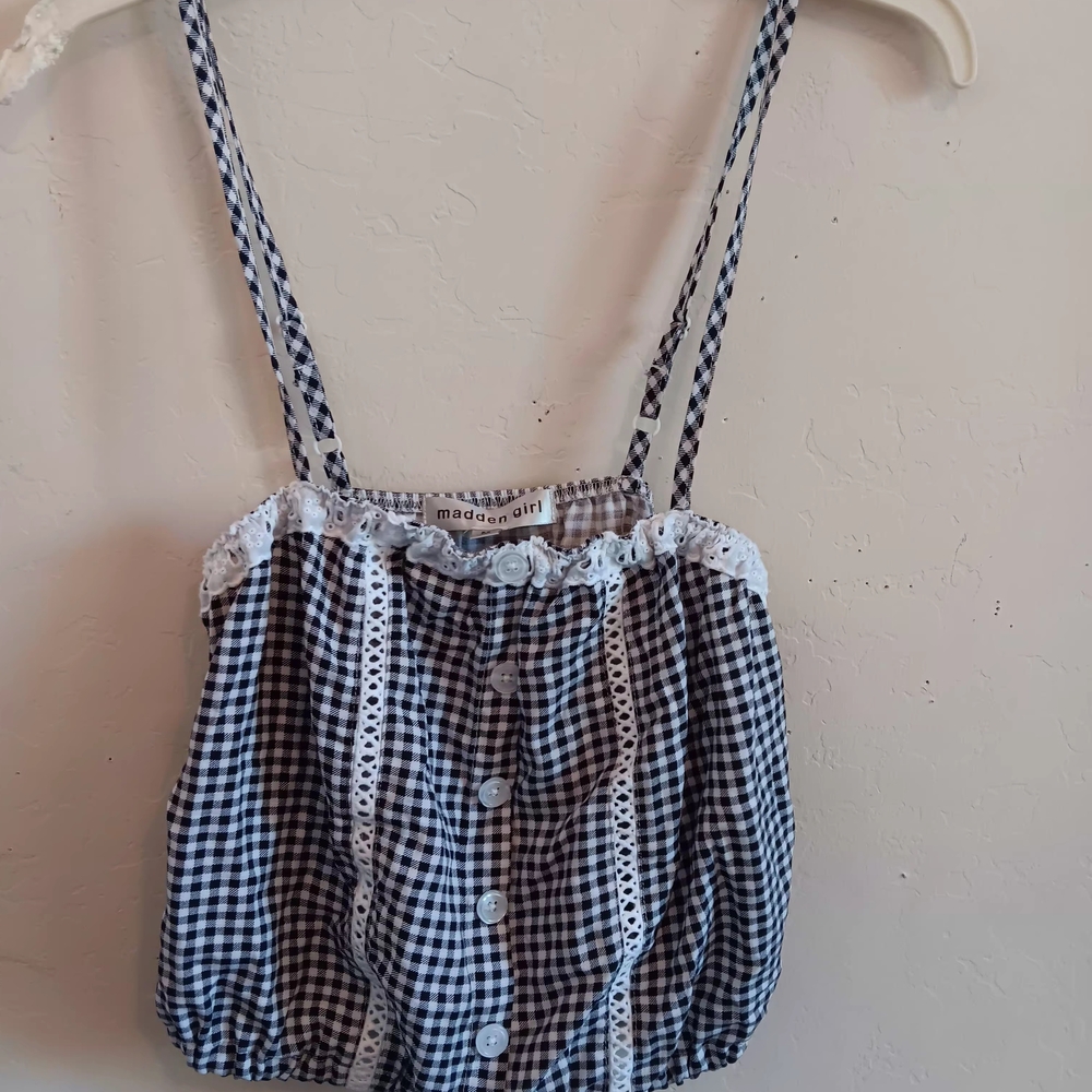 Madden Girl Gingham Checkered J7nior Girls Sizr Medium Top
